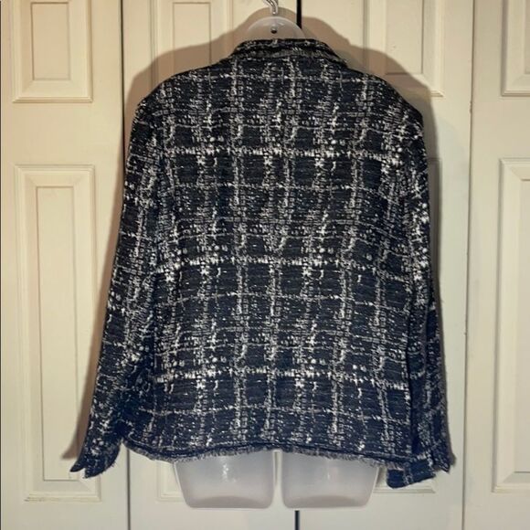 Chico's Gray Metallic Fringe Boucle Jacket 3/L - Picture 9 of 16